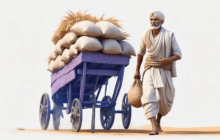Illustration of a 3D Character Representing an Indian Farmer